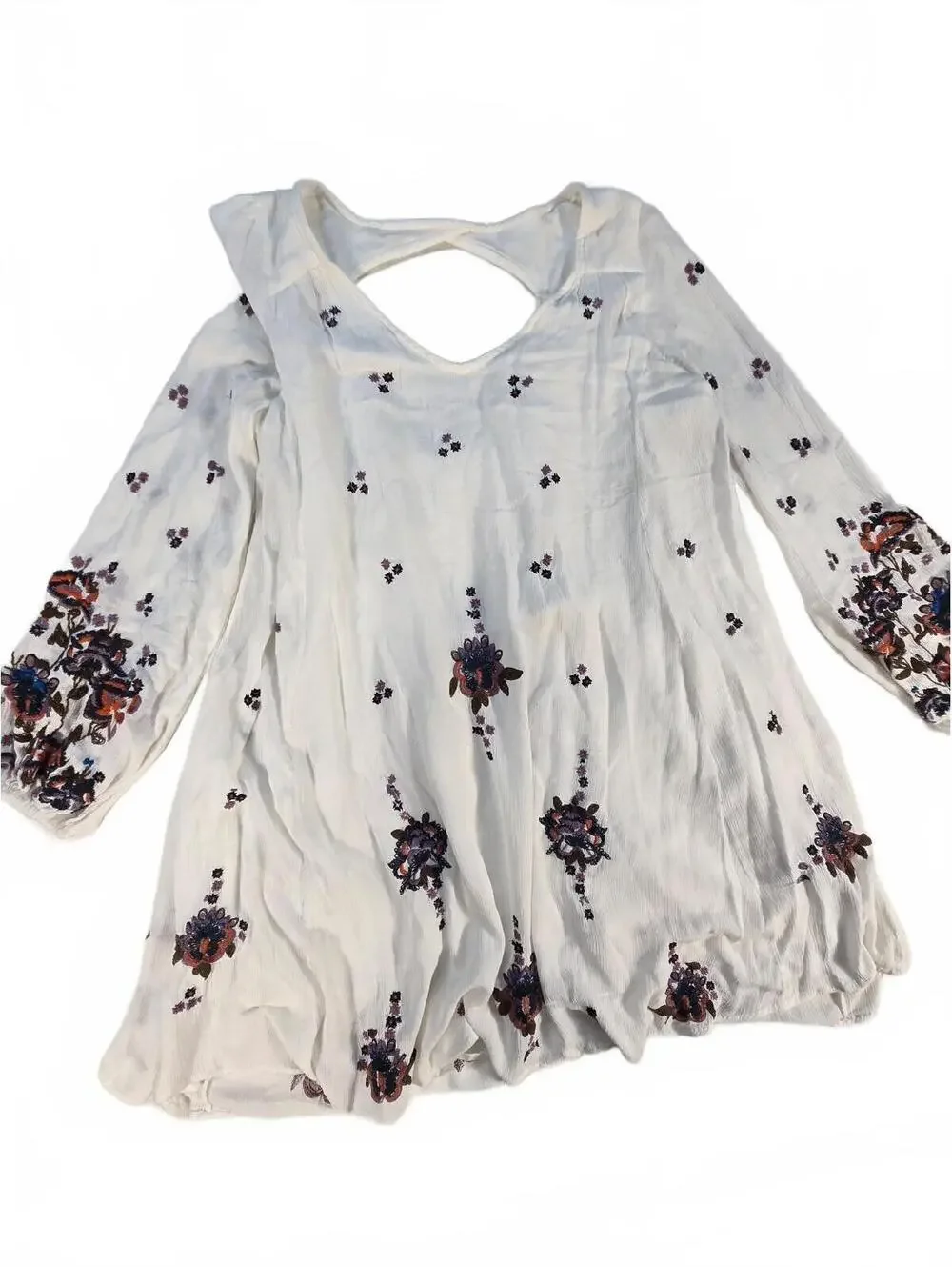 Free People Oxford Embroidered Mini Dress Boho Festival Fall